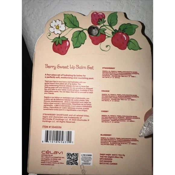 NWT Strawberry Shortcake CélaVi Berry Sweet 4-Piece Lip Balm Set – Flavored - Picture 4 of 4